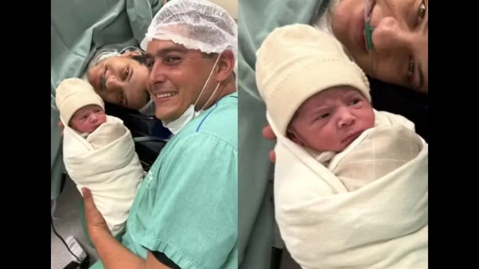 Bebê viraliza com olhar de "julgamento" para o pai após nascimento
