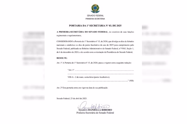 Senado também adere ao ponto facultativo na sexta-feira (2/5)