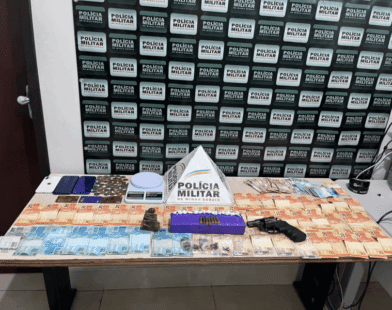 Ação da PM em Bocaiuva termina com prisões e apreensões de drogas, arma e dinheiro