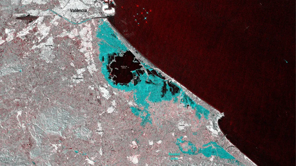 Áreas inundadas em Valência são captadas por satélite; veja a imagem