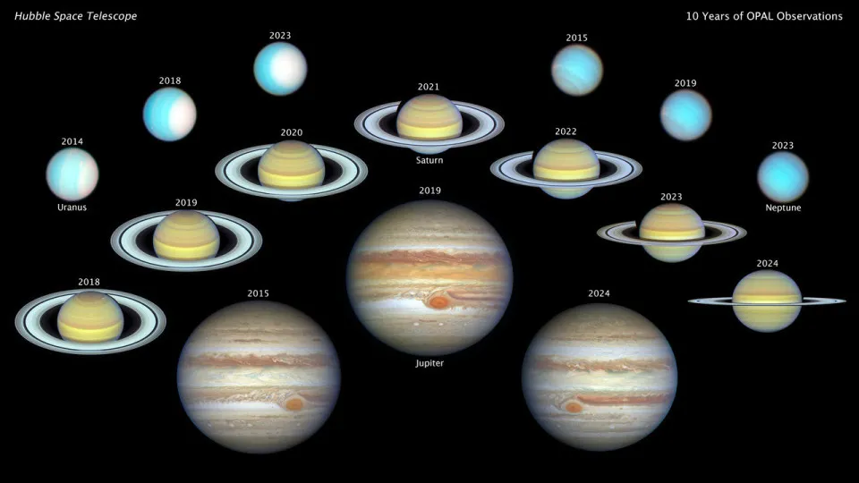 Hubble revela novas imagens dos planetas mais distantes do Sistema Solar