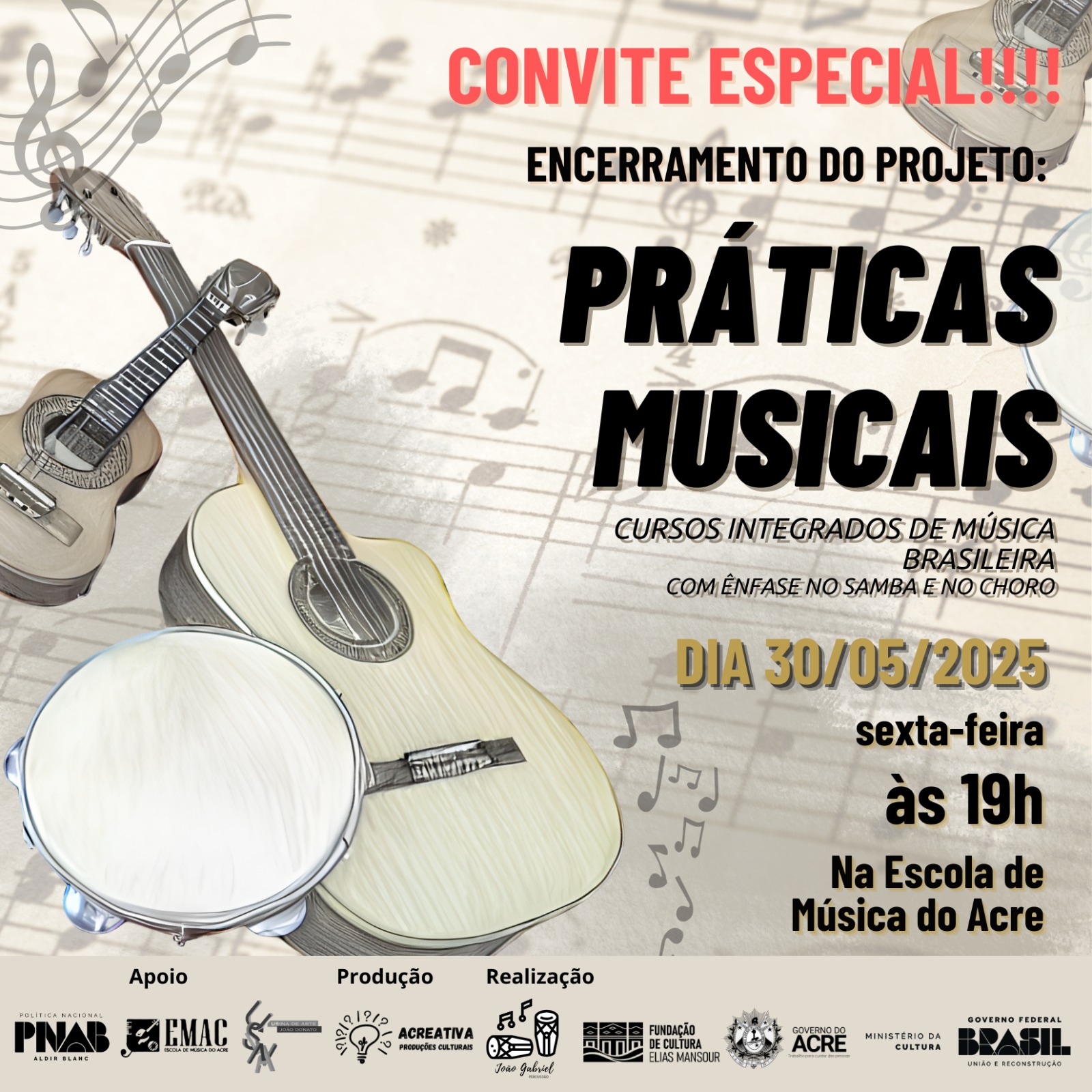 Projeto De Capacitação Em Música Brasileira Encerra Atividades Com Apresentação Cultural Na Escola De Música Do Acre