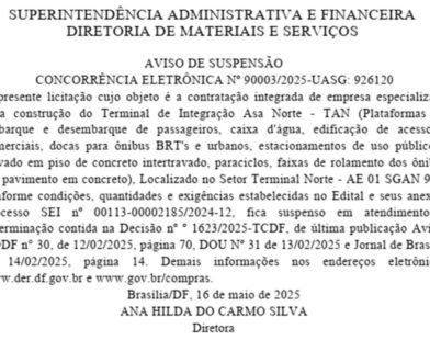 TCDF suspende licitação para construção do Terminal da Asa Norte