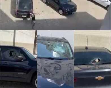 VÍDEO - Homem é flagrado apedrejando carros em plena luz do dia no bairro Shell, em Linhares