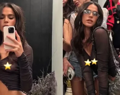 Bruna Marquezine usa blusa transparente e 'mostra demais' em festa funk