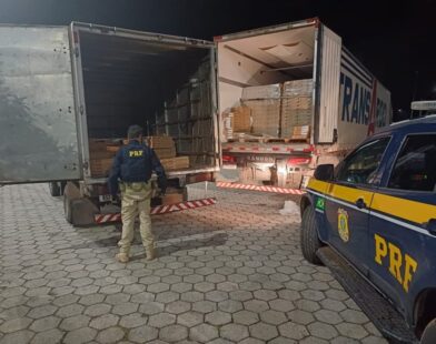 Carga de laticínios furtada é recuperada em pátio às margens da BR-381, em Oliveira