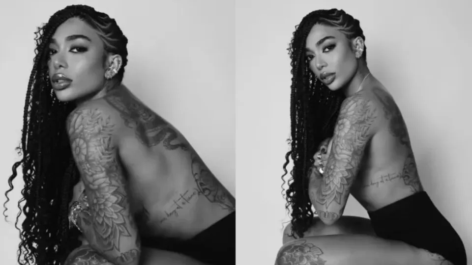 Irmã de Gabigol posa de topless e calcinha em ensaio sensual