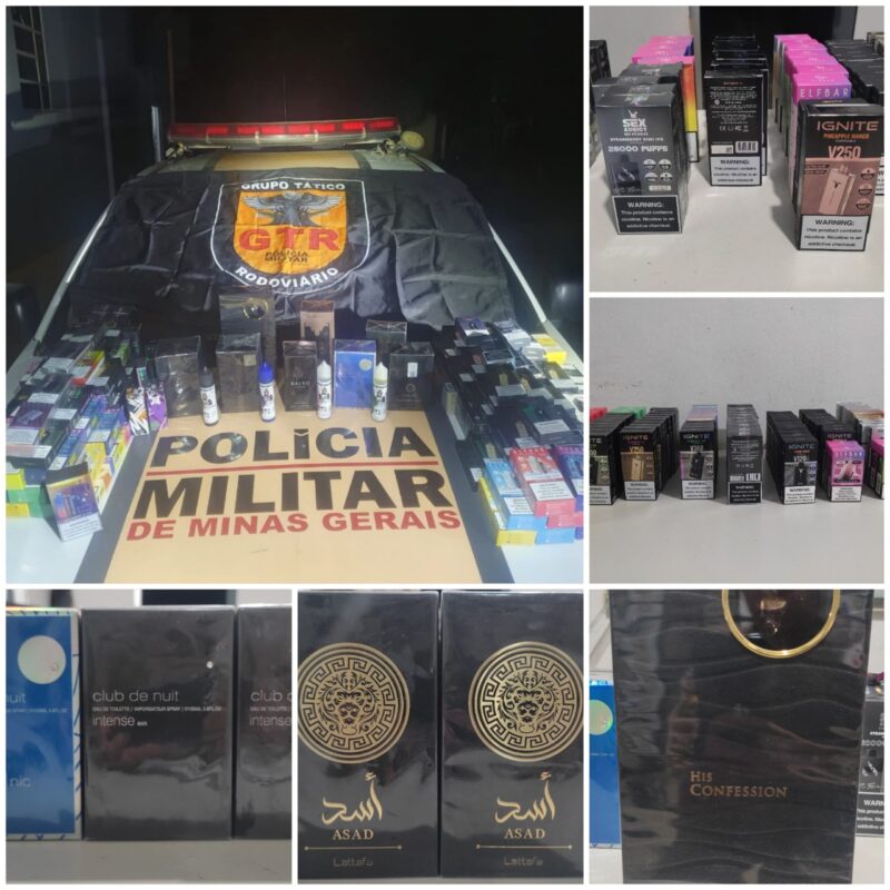 Motorista é preso com cigarros eletrônicos e perfumes importados sem nota fiscal na MGC-135, em Engenheiro Navarro