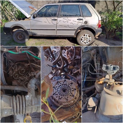 Peças de carro abandonado são furtadas no bairro Planalto, em Linhares
