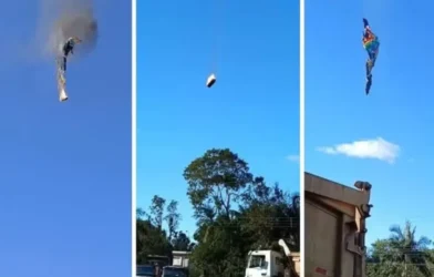 Vídeo mostra queda de balão em SC; há pelo menos 8 mortos